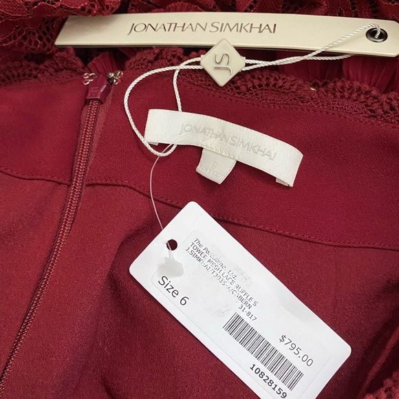 NWT JONATHON SIMKHAI Pearl lace Western Skirt Cabernet RUNWAY Coastal Cowgirl 6 - Picture 7 of 13